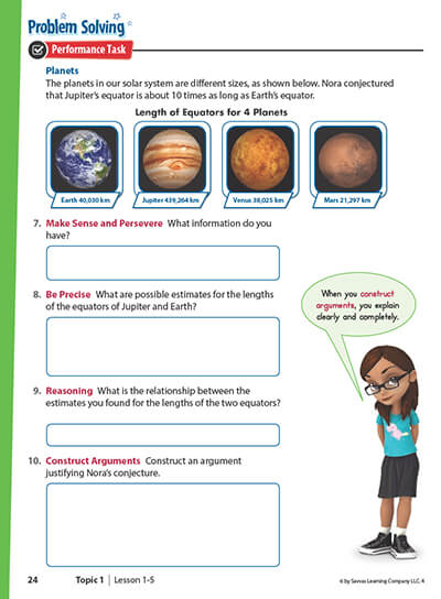 An example of a writing activity used in math instruction.