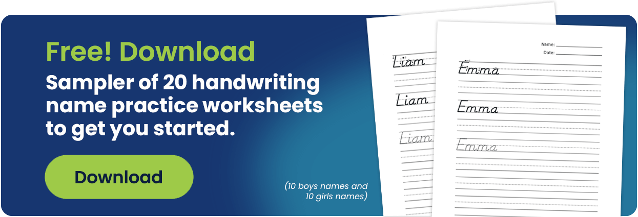 Download our printable handwriting worksheets and handwriting name practice resources.