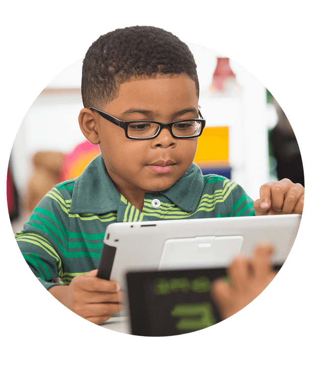 Elementary boy on a tablet