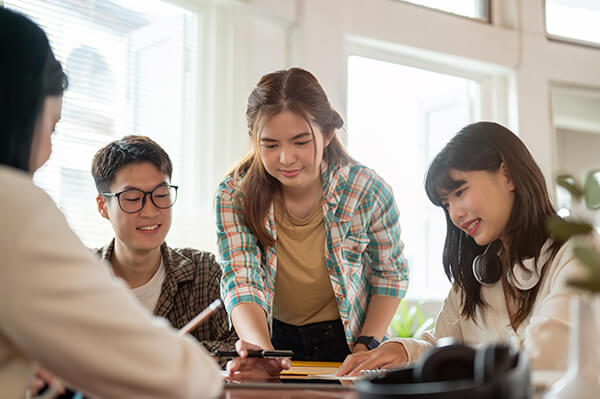 Students working together on a math modeling lesson.