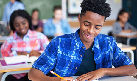 High school student working on an assignment