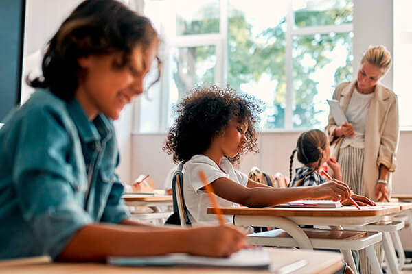 A student uses academic vocabulary words in a disciplinary literacy lesson.