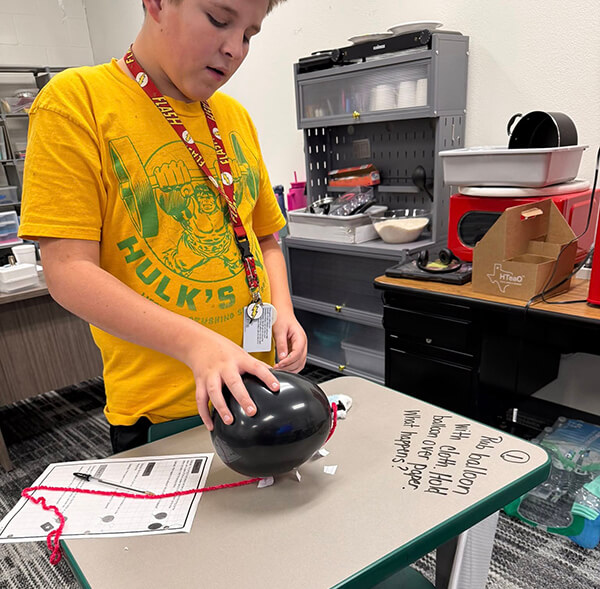 Student at Monahans-Wickett-Pyote ISD working on a science lab
