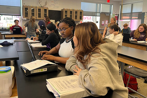 Middle school students at Elk Grove Unified School District in California actively participating in their learning.