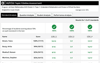 Teachers can assess student progress with enVision Mathematics elementary math curriculum.