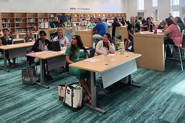 Teachers at Monahans-Wickett-Pyote ISD attending a professional learning session.
