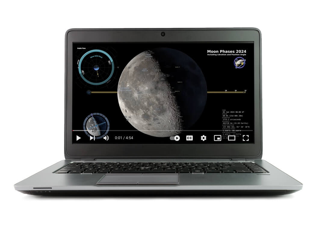 A video screen shows the phases of the moon can be used in a natural phenomena in science lesson when students aren’t able to easily view naturally occurring events in real life.
