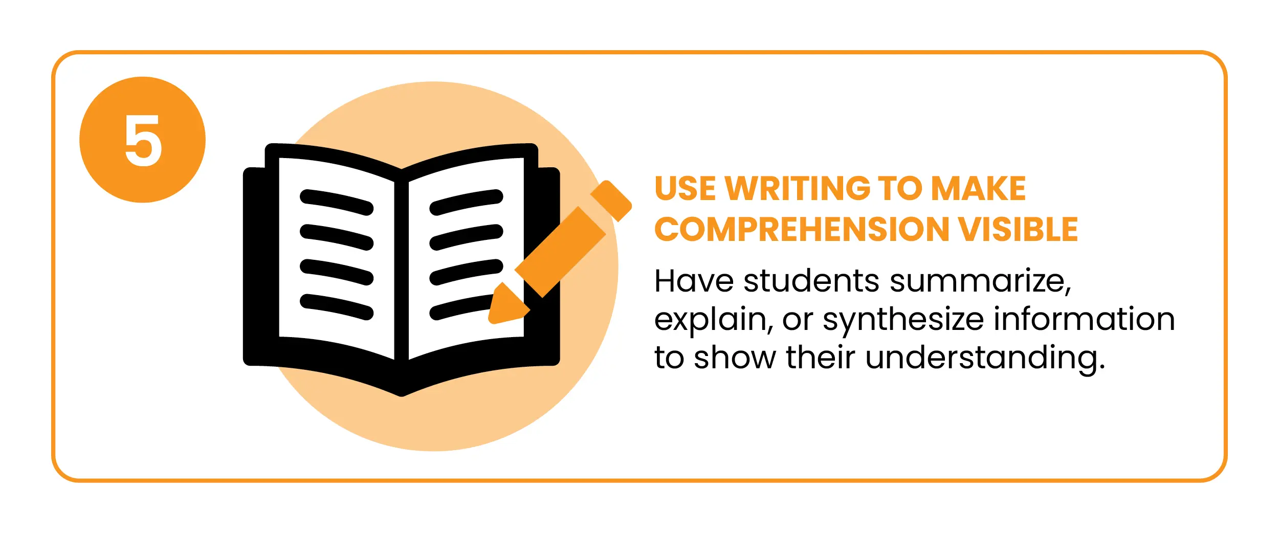 Step 5: Use writing to make comprehension visible by having students summarize, explain, or synthesize information to show their understanding.